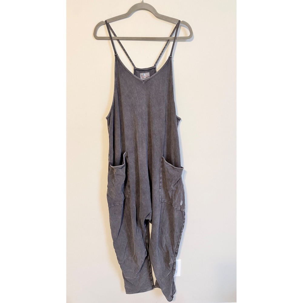 Free People Movement Hot Shot One Piece Jumpsuit Charcoal Grey Mineral Wash M